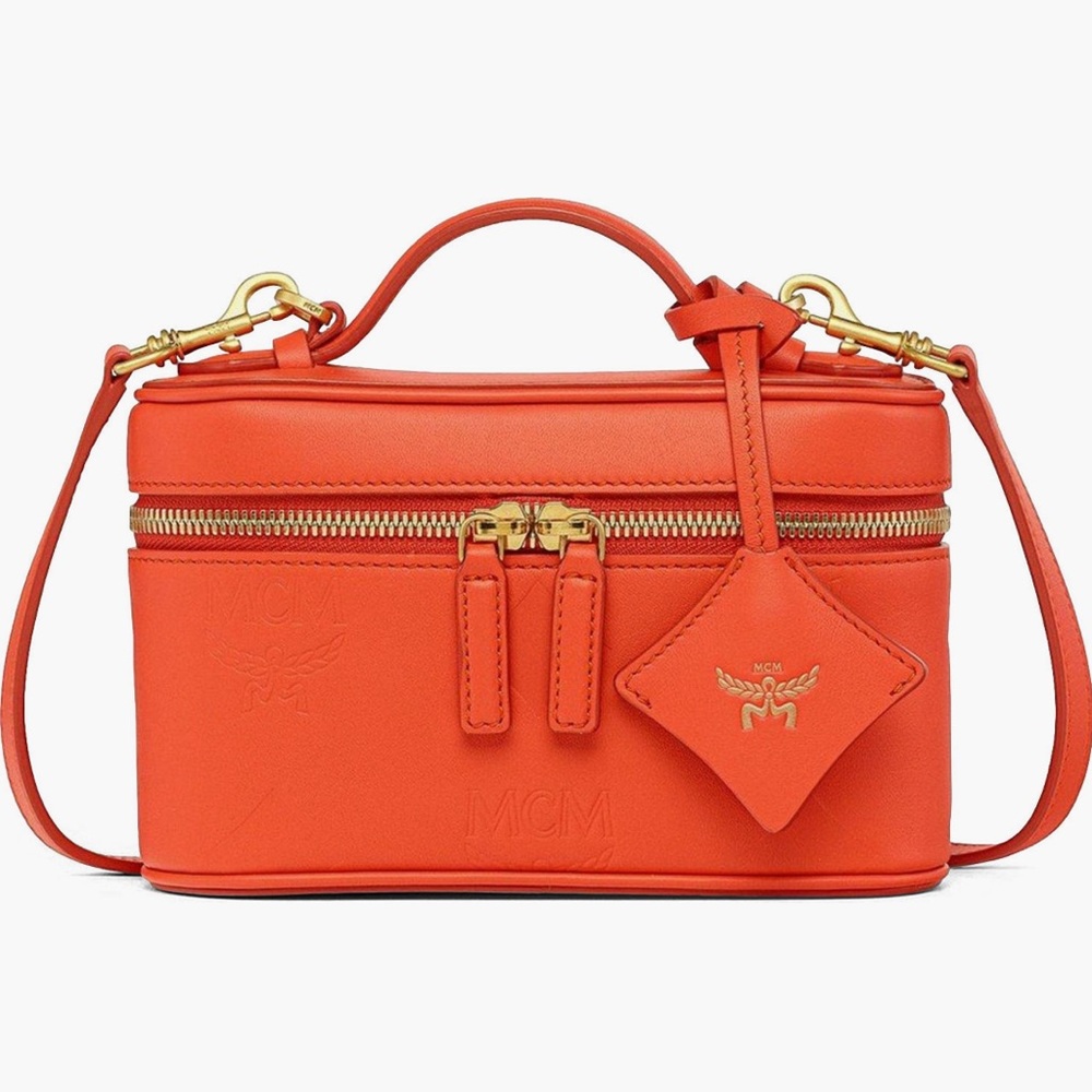 IN SEARCH OF!!!! MCM Orange Leather Vanity Satchel with Gold Hardware
